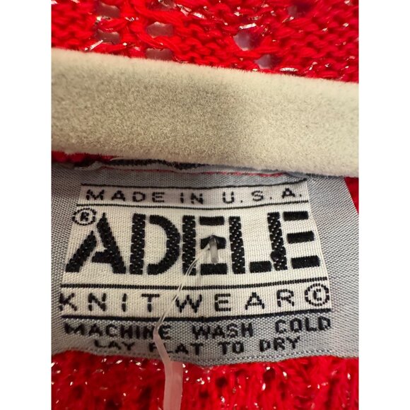 Vintage 90's Adele Knitwear Womens Sparkle Acrylic Lurex Sweater Red Crochet - Picture 3 of 5
